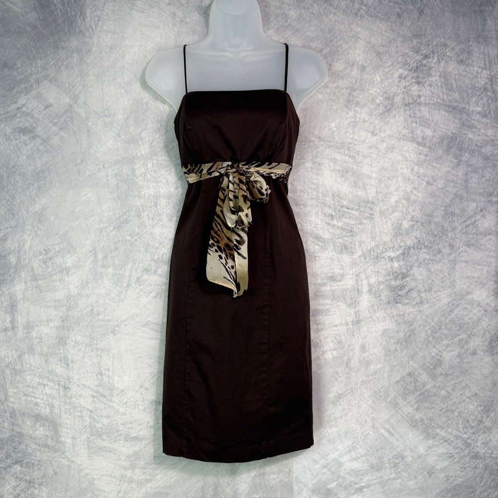 Vtg Y2k Jonathan Martin Brown Babydoll Dress Animal Print sz 6 indie club